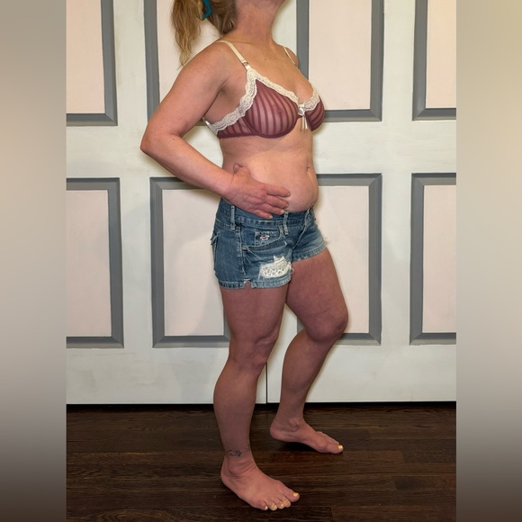 *RARE* Elle Macpherson Sheer Cerise Stripe Unlined Underwire Bra - Picture 2 of 11